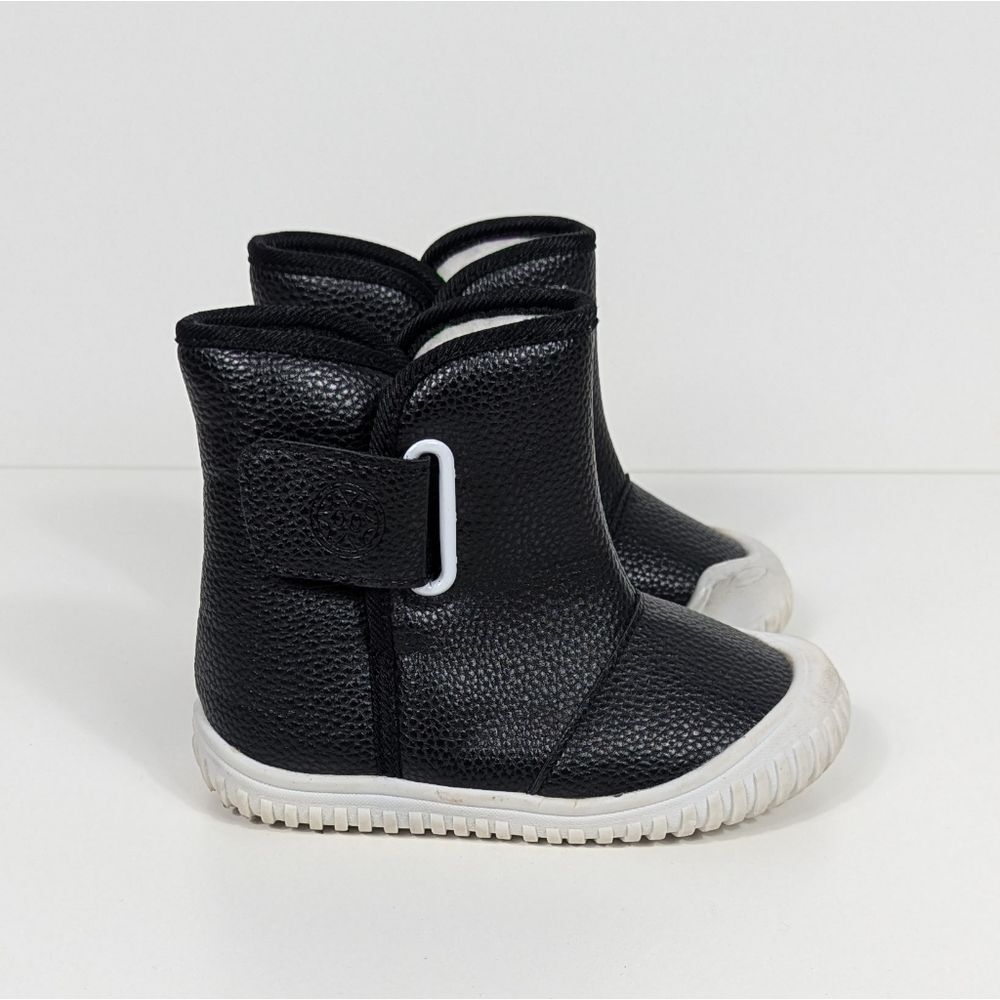 Toddler Girl Black Faux Leather Fur Lined Winter Boots 8.5